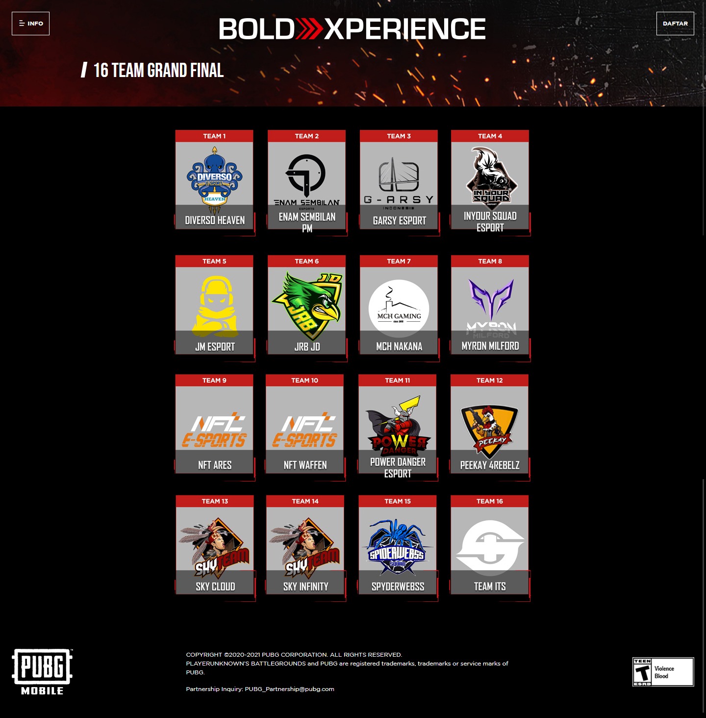 Teams page