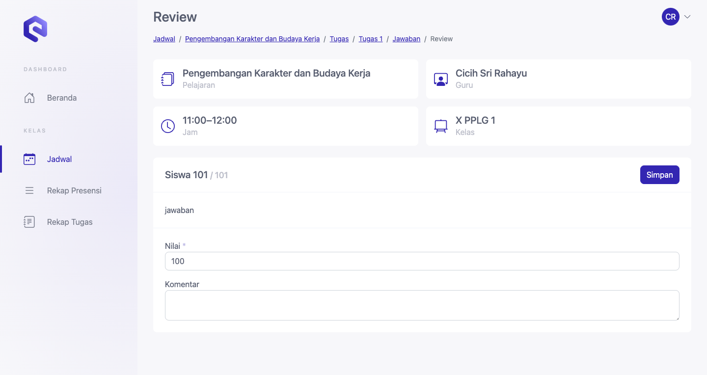 Guru - Review Jawaban Tugas Siswa