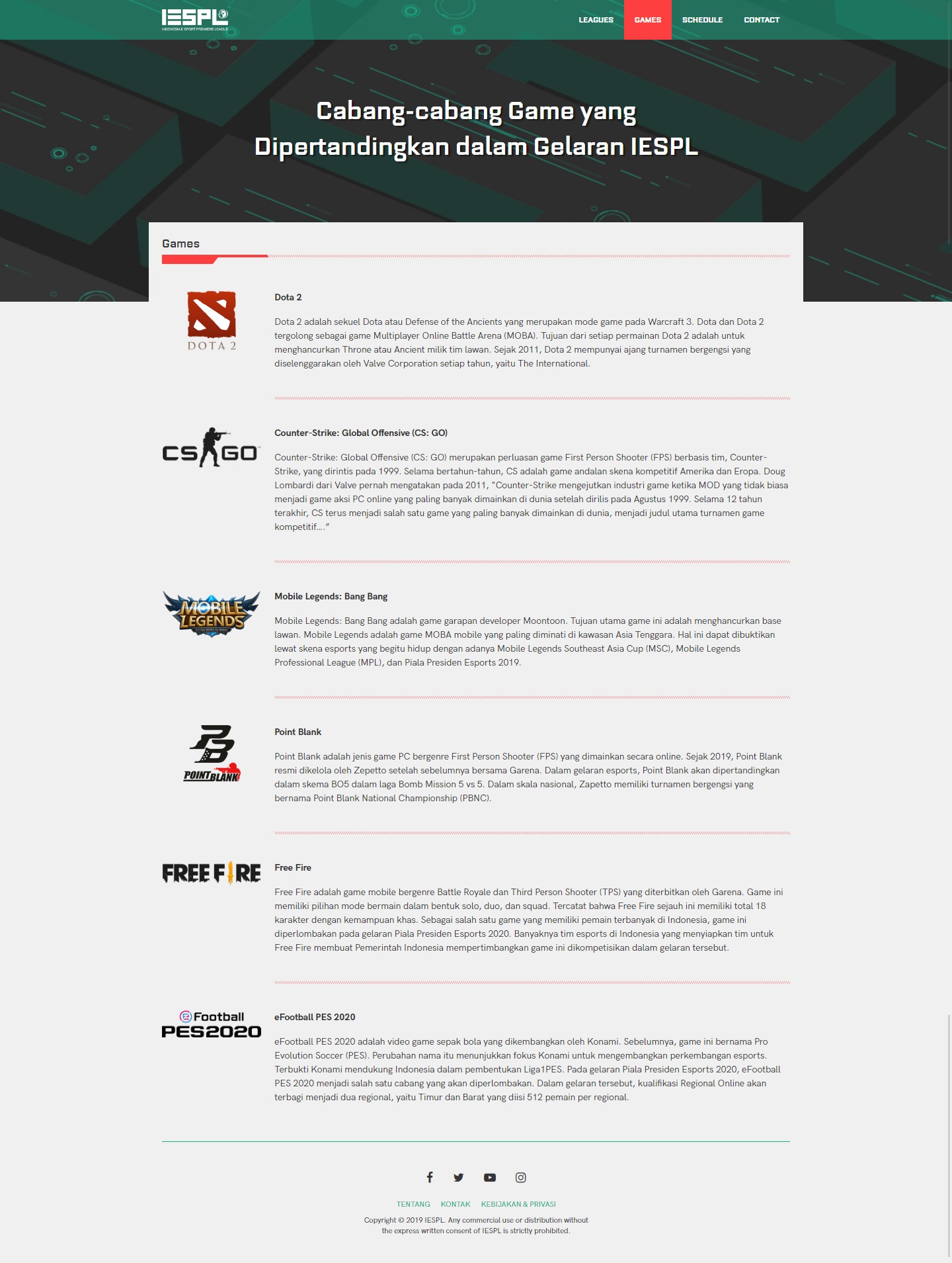 Games page
