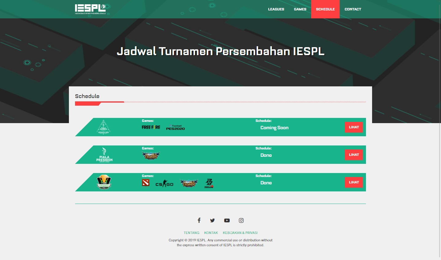 Schedule page