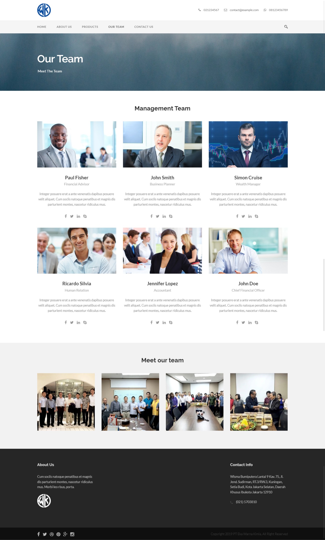 Our Team page